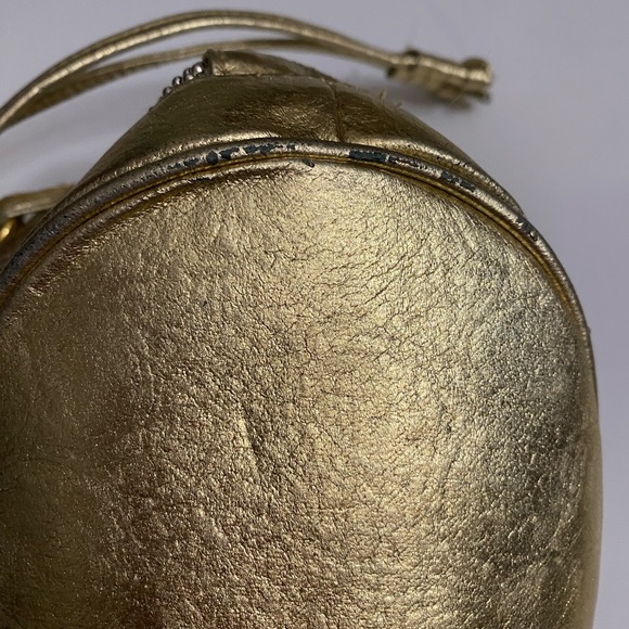 Vintages Whiting and Davis International Bucket Drawstring evening Gold bag - Picture 8 of 16